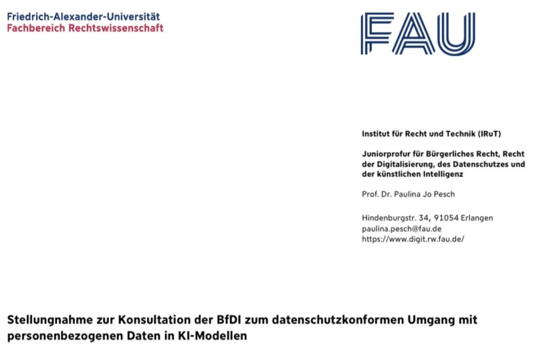 LLM-Anbieterinnen und -nutzerinnen in der Pflicht: Stellungnahme zur Konsultation der BfDI