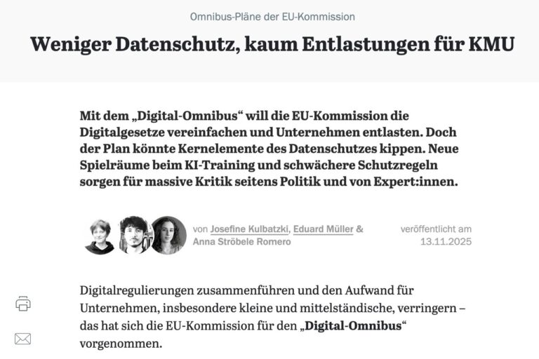 In der Presse: Omnibus-Pläne der EU-Kommission